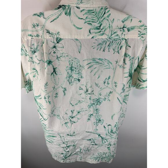 Tommy Bahama Silk Blend Hawaiian Shirt Green White Tropical Floral Size Large - Picture 13 of 13
